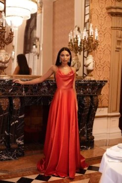 Livnia Satin Gown - Orange -A L’Amour The Label 136 82ff5363 72be 4664 83ae f68b2f55a1a1