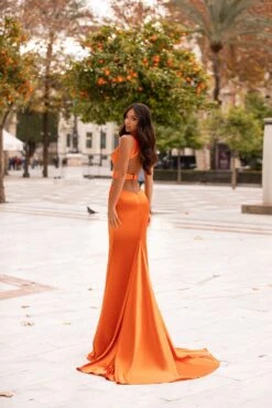 Alondra Satin Gown - Orange