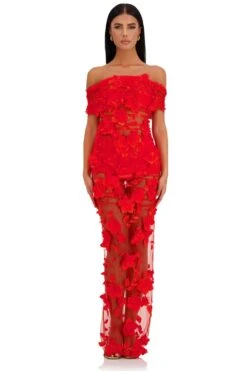 Florentina Floral 3D Red Roses Dress Dress