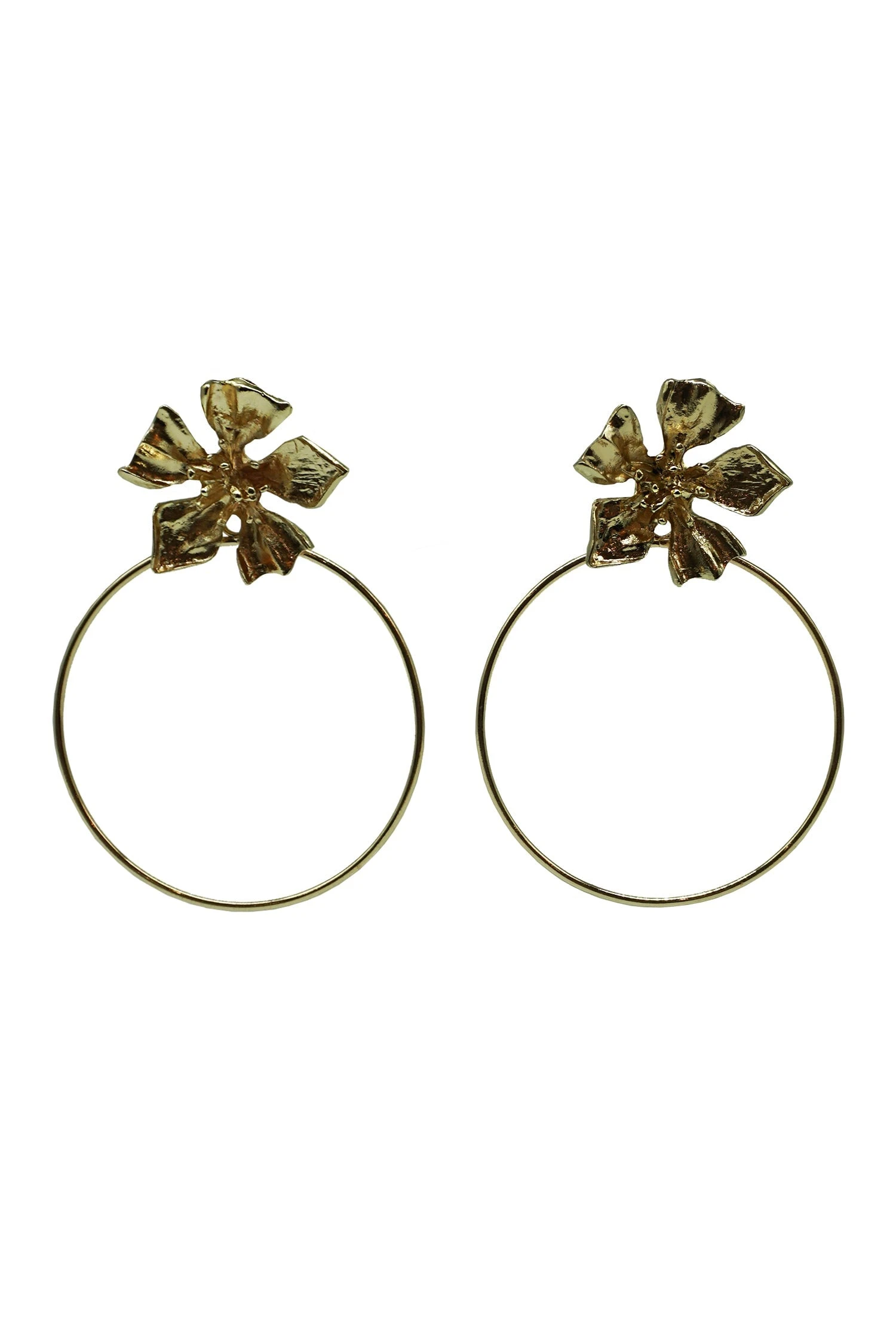 Jocelyn Gold Flower Hoops Earrings 3 Jocelyn Gold Flower Hoops Earrings