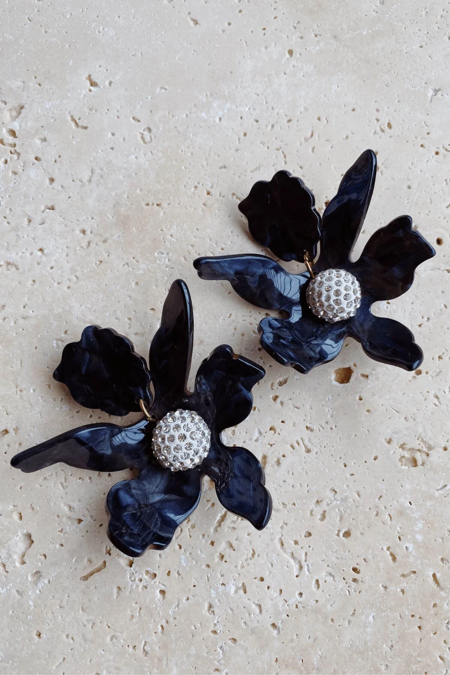 Luna Black Flower Statement Earrings 7 Luna Black Flower Statement Earrings - Image 5