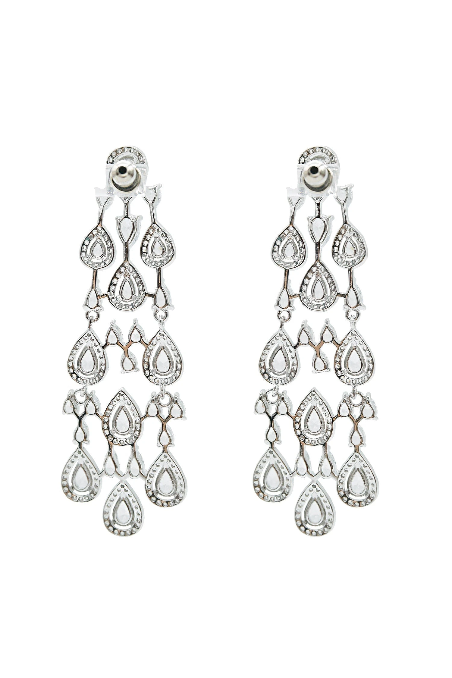 Corrine Silver Embellished Drop Earrings 5 Corrine Silver Embellished Drop Earrings - Image 3