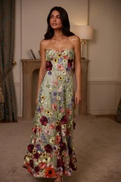 Daisy Floral 3D Bustier Maxi Dress -A L’Amour The Label 4B6A8932
