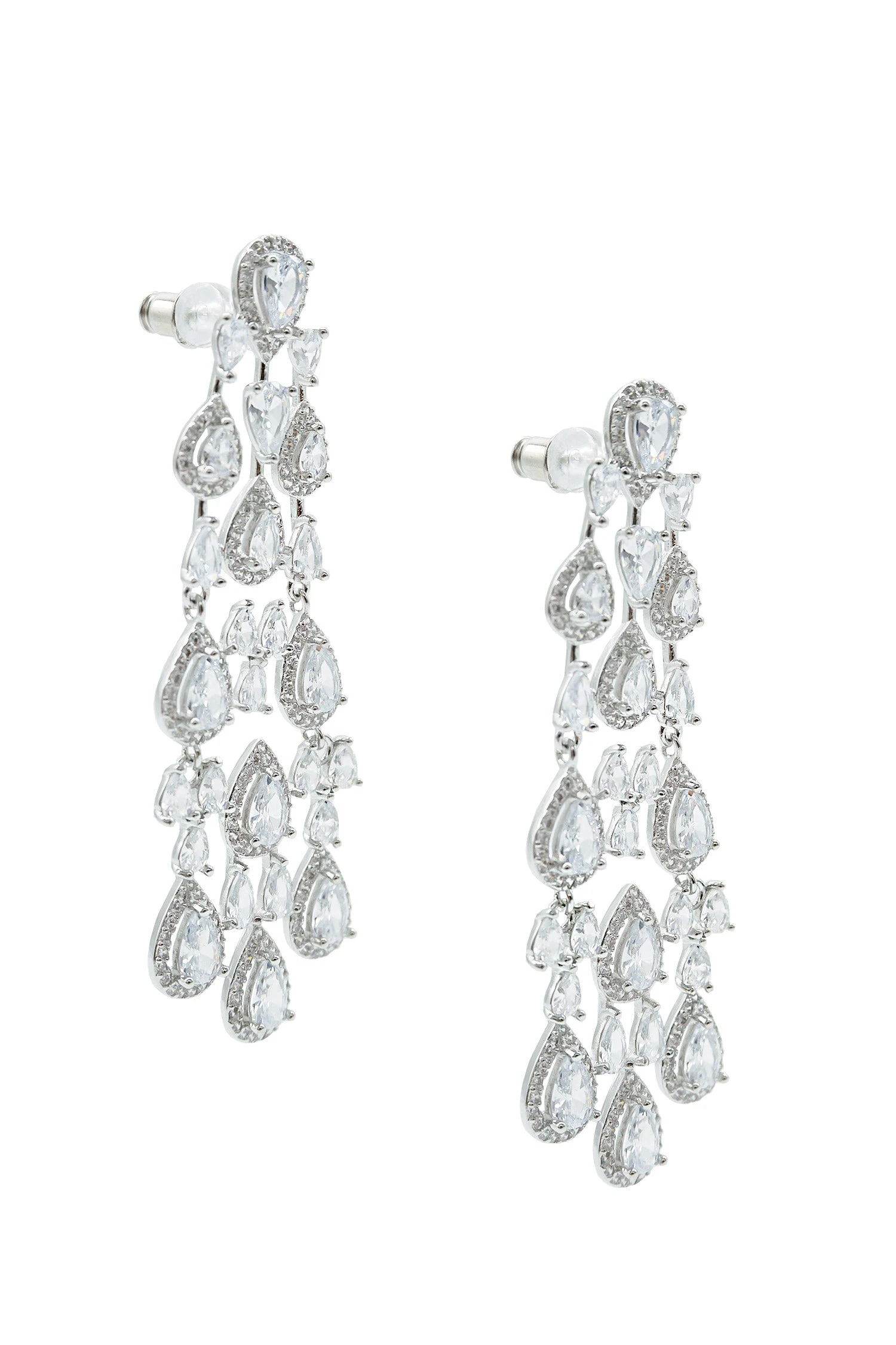 Corrine Silver Embellished Drop Earrings 4 Corrine Silver Embellished Drop Earrings - Image 2