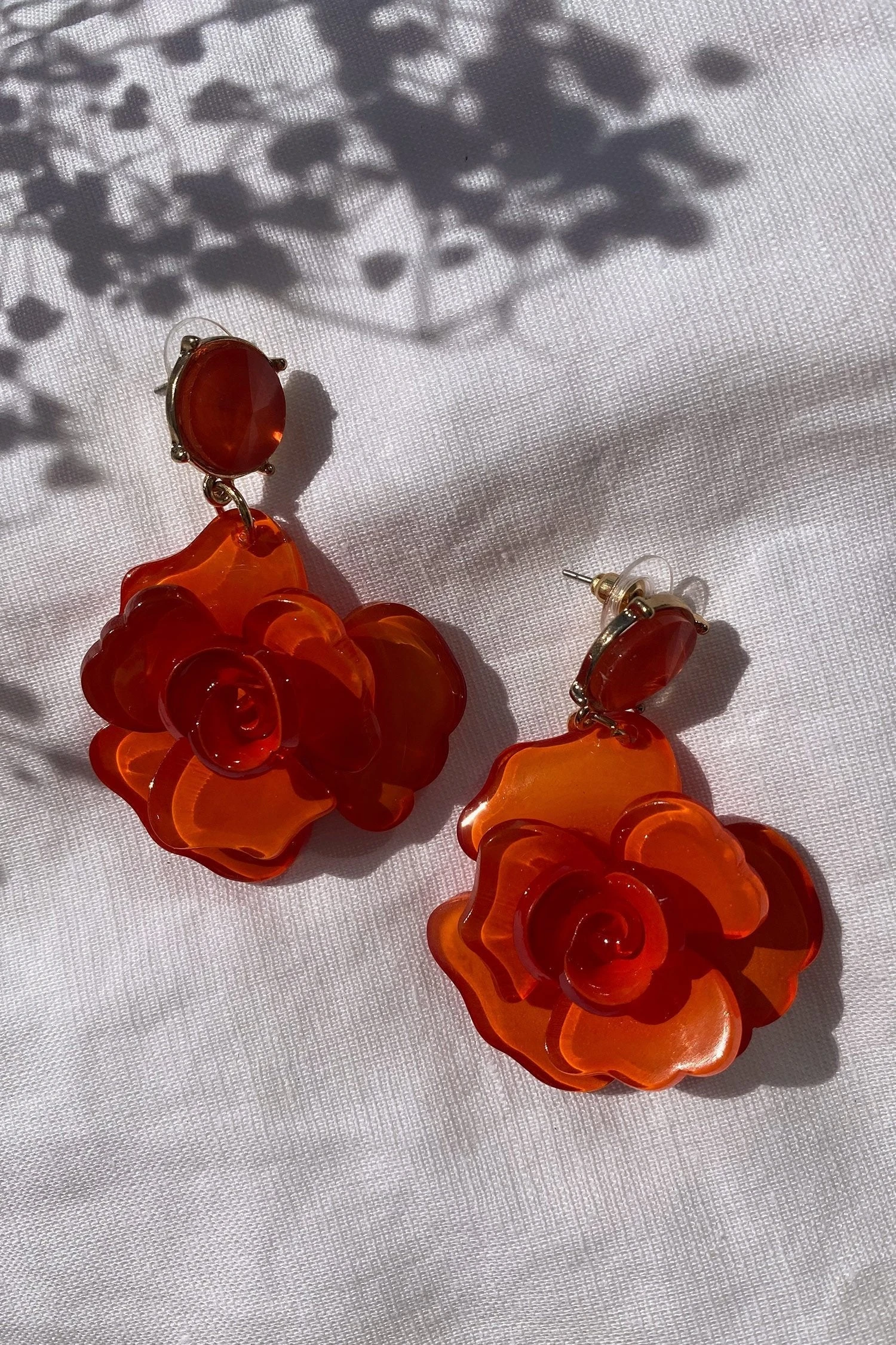 Camilla Orange Acrylic Flower Earrings 6 Camilla Orange Acrylic Flower Earrings - Image 4