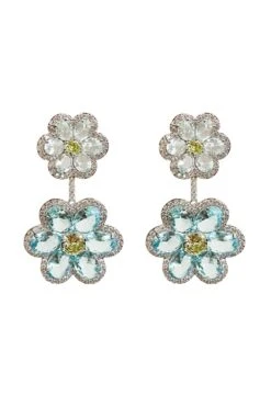 Faretti Blue Flower Drop Earrings