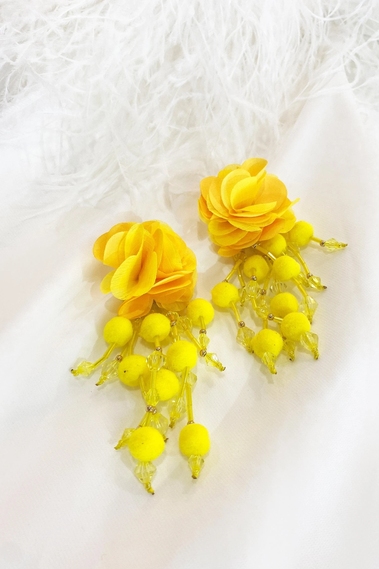 Shailee Yellow Flower Drop Earrings 6 Shailee Yellow Flower Drop Earrings - Image 4