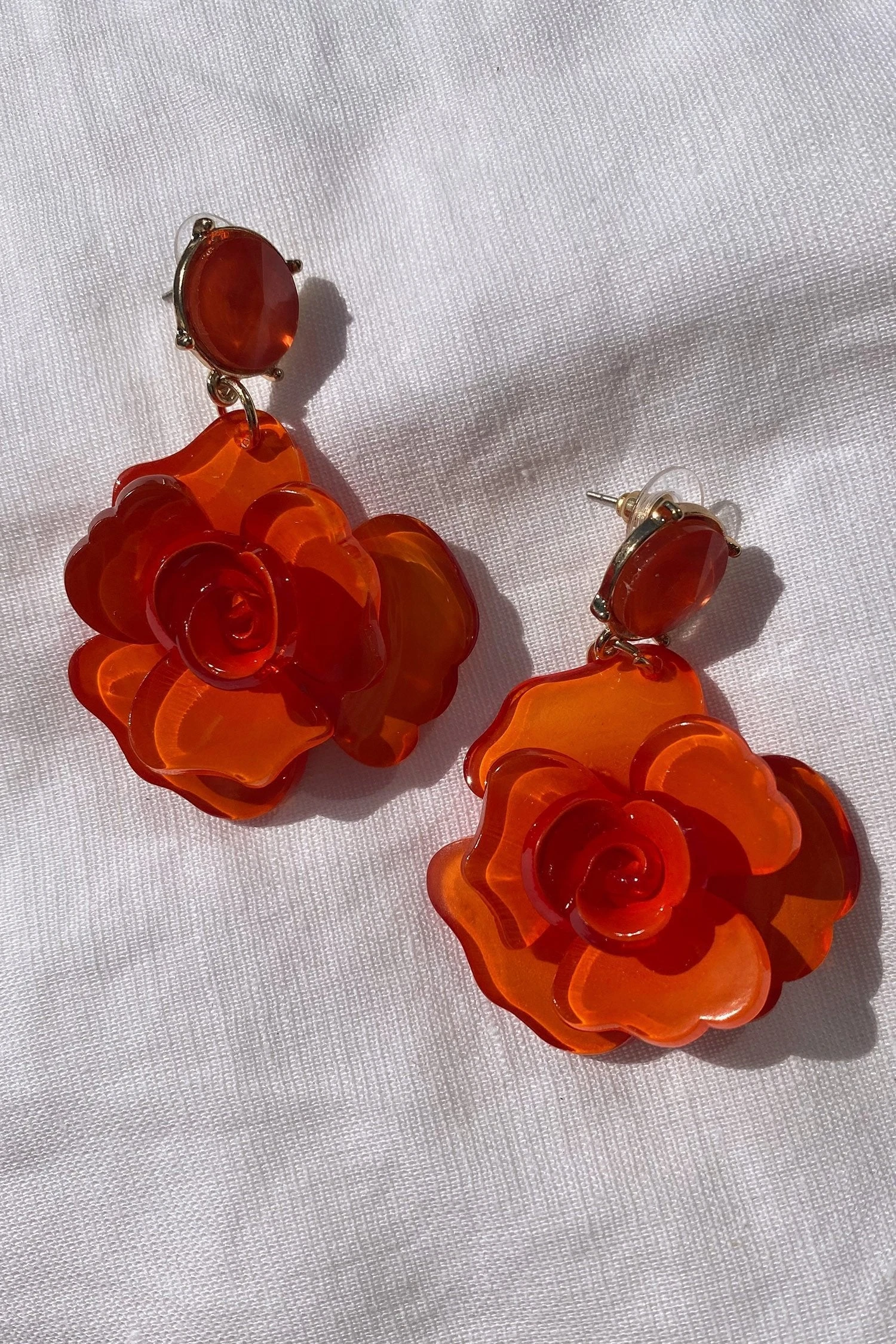 Camilla Orange Acrylic Flower Earrings 7 Camilla Orange Acrylic Flower Earrings - Image 5