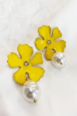 Maria Yellow Pearl Drop Earrings -A L’Amour The Label 99 9602f560 751c 4990 8df2 5f5fef69854d
