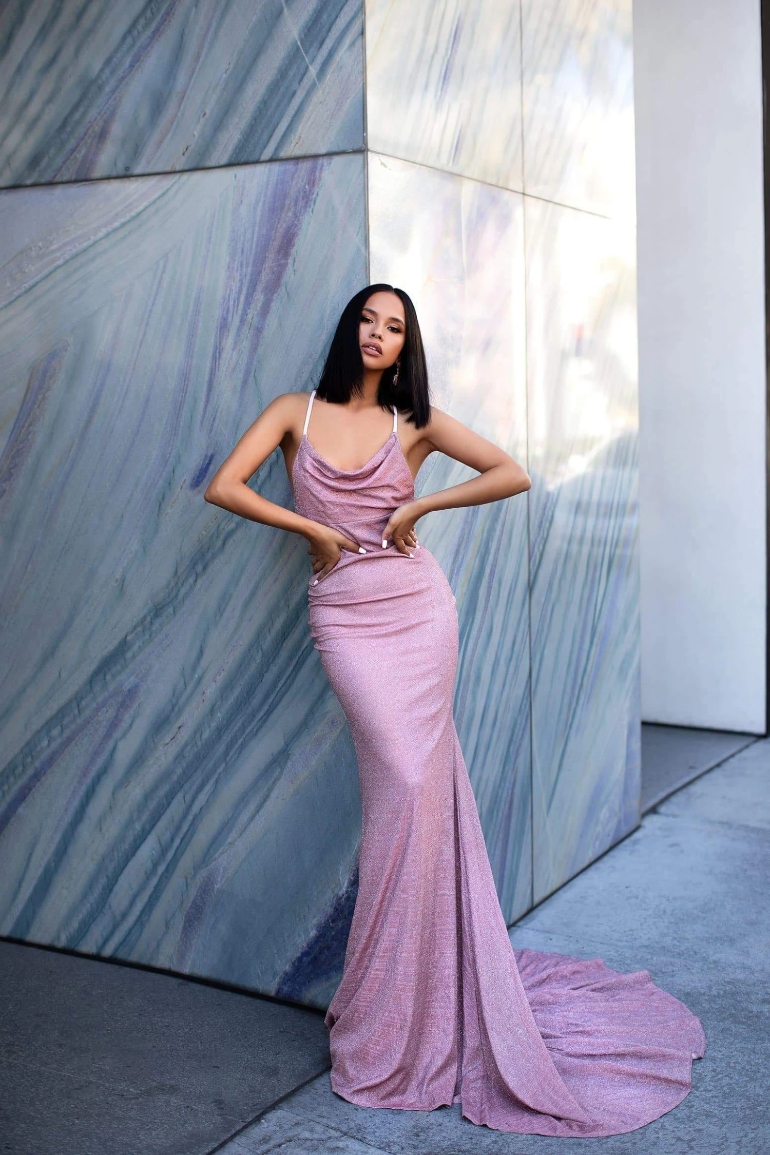 Tanisha Lurex Gown - Dusty Pink 6 Tanisha Lurex Gown - Dusty Pink - Image 4