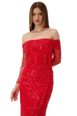 Damsel Beaded Off Shoulder Red Gown -A L’Amour The Label damsel 5
