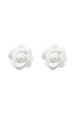 Katie White Flower Studs