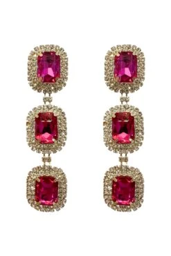 Athena Fuchsia Diamante Earrings