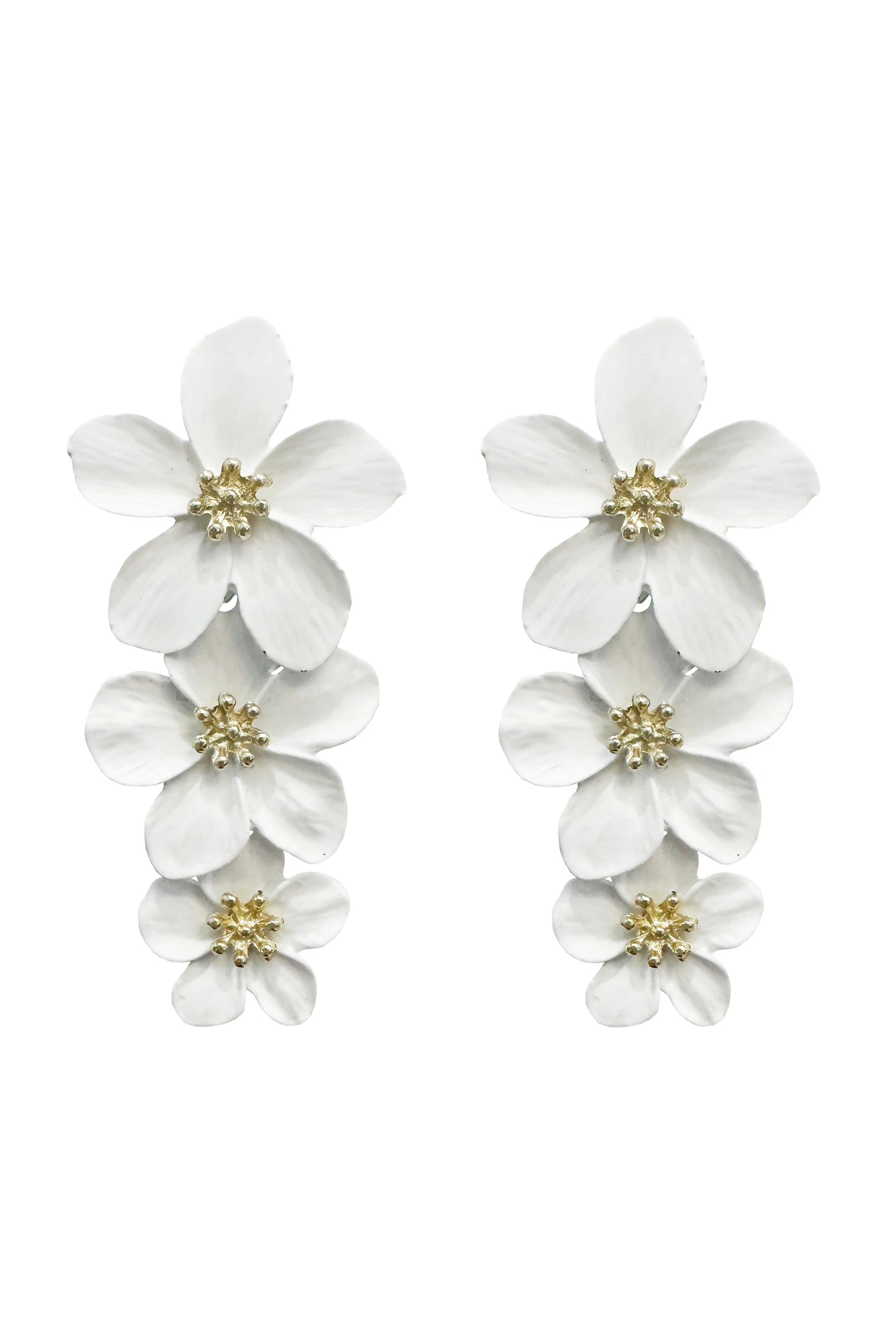 Niki White Flower Drop Earrings 3 Niki White Flower Drop Earrings
