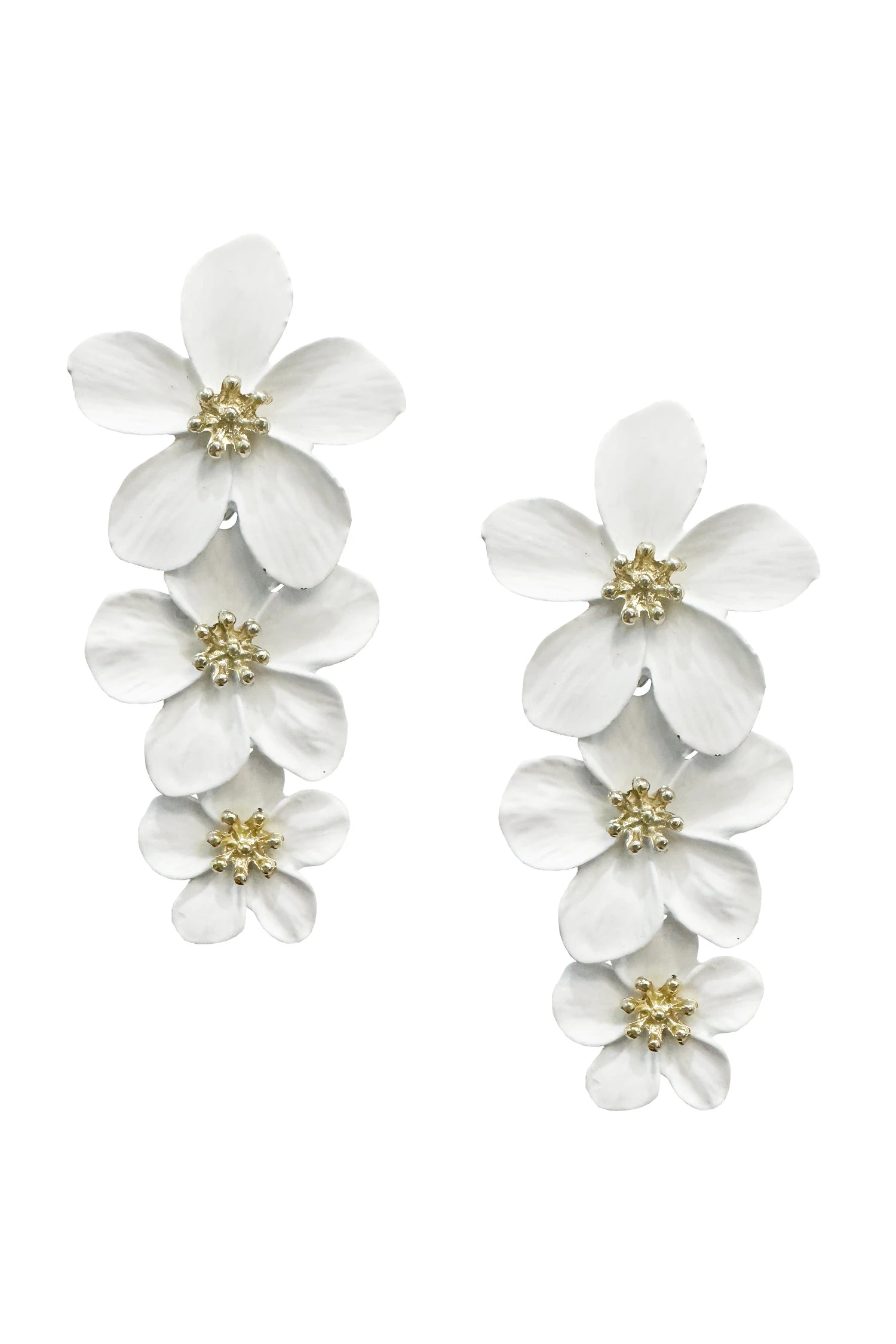 Niki White Flower Drop Earrings 4 Niki White Flower Drop Earrings - Image 2
