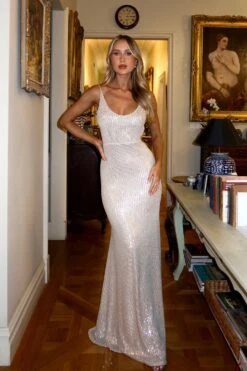 Nina Low Back Silver Gown 18 Nina Low Back Silver Gown -A L’Amour The Label emily30