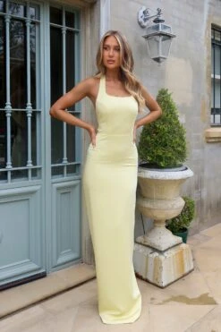 Hallie Butter Yellow Satin Gown -A L’Amour The Label emily38