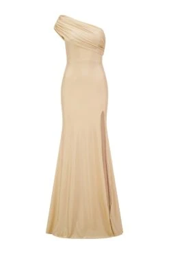 Stefani One Shoulder Jersey Gold Gown -A L’Amour The Label stefani 1 gm